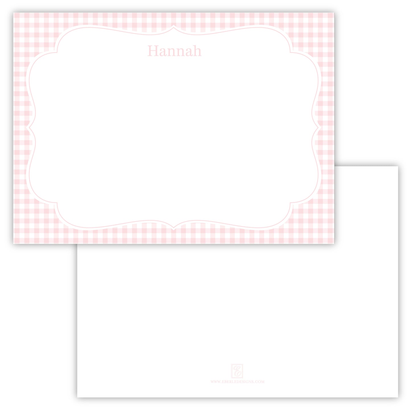 Hannah Pink Gingham Note Card