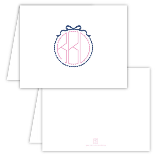 Scallop Bow Monogram Folded Note Card