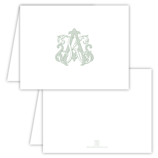 Vintage Vine Monogram Folded Note Card