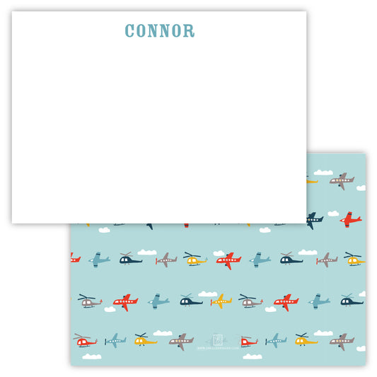 Connor Planes and Helicopters Note Card