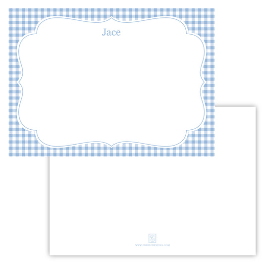 Jace Blue Gingham Note Card