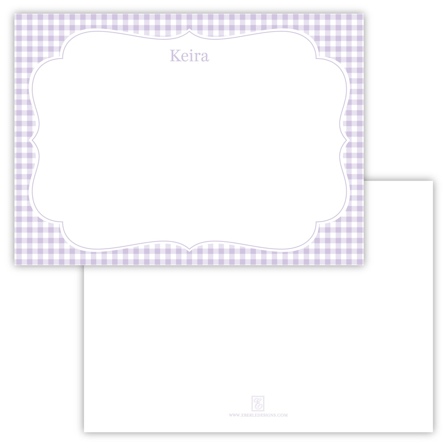 Keira Lavender Gingham Note Card