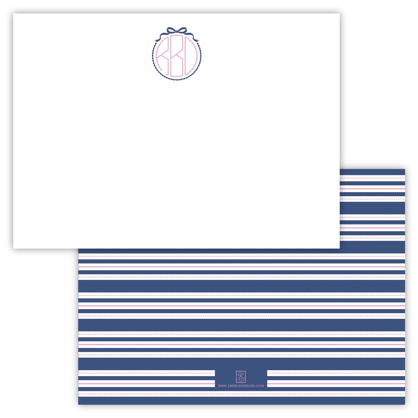 Scallop Bow Monogram Note Card